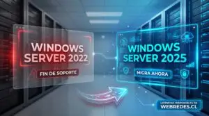 Migración y licencias de Windows Server 2025 en WebRedes Chile tras el fin de soporte de Windows Server 2022.